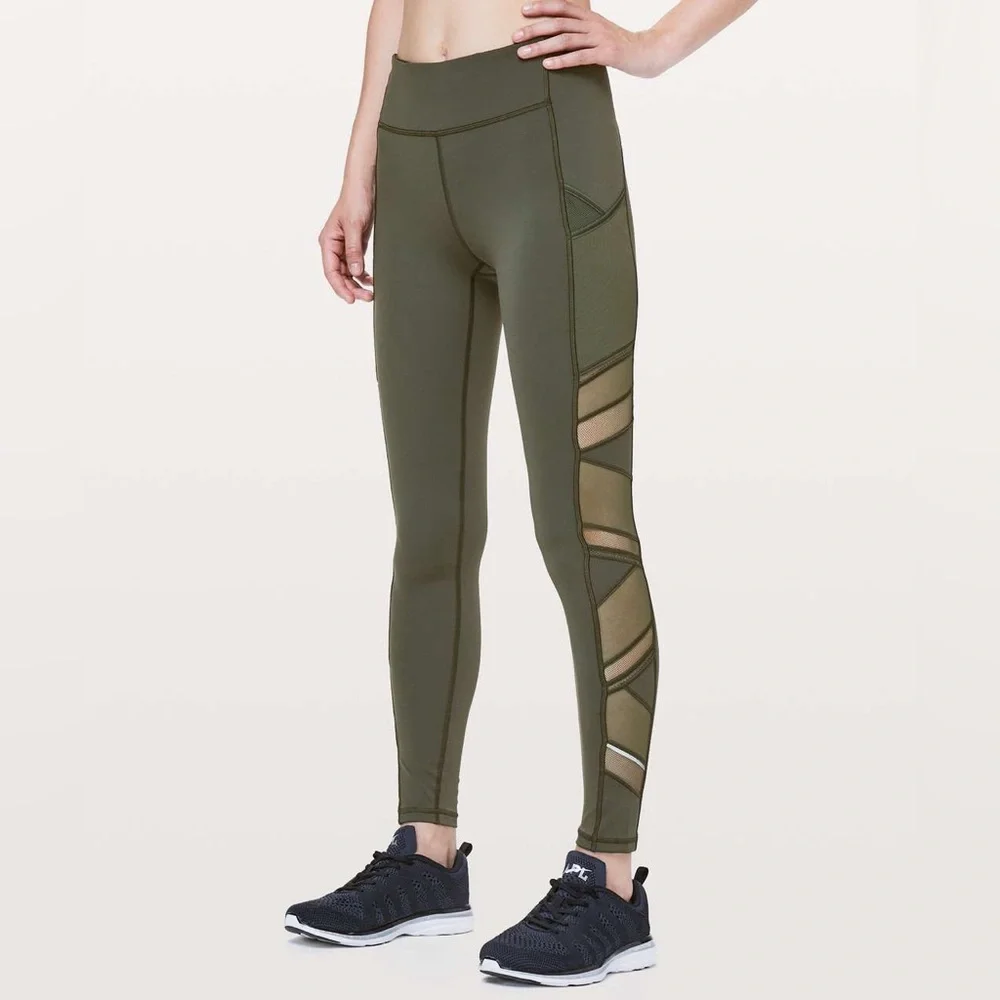 Lululemon•Speed Up Tight *Mesh 28" Full Mesh Leg Detail•Camo Green•10/10EUC• 10 - Picture 4 of 14
